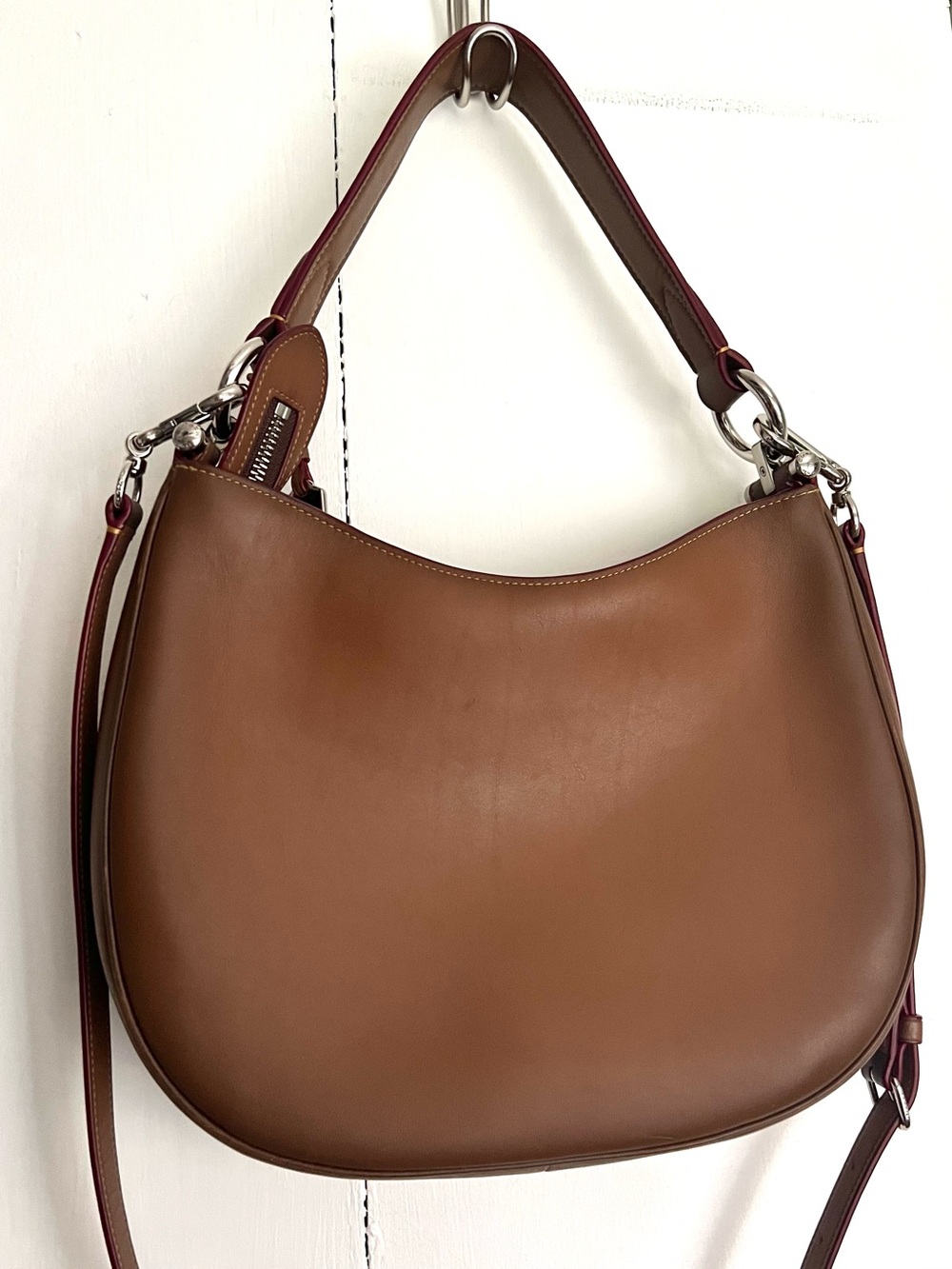 Coach Nomad Mae Burnished Glovetanned Leather Brown Hobo Crossbody Bag 54868 - Picture 6 of 10